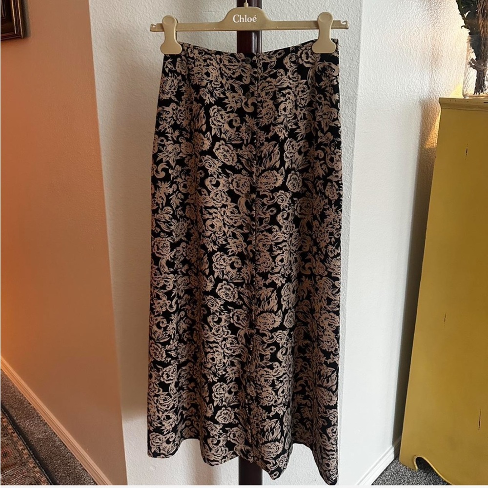 Brooks Brothers Black and Cream Floral Maxi Skirt